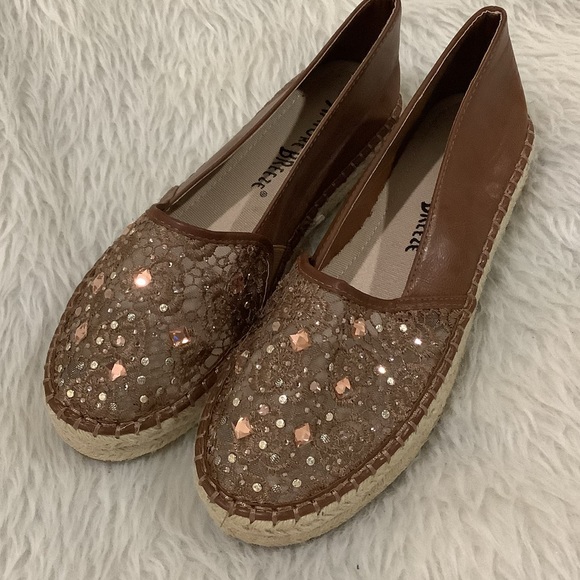 Women’s Brown Rhinestone sparkling Espadrille Platform summer beach shoe… - Picture 1 of 14